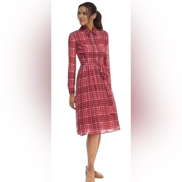 Gal Meets Glam Jessie Dress Size 00 Red Plaid Long Sleeve ASO Today
